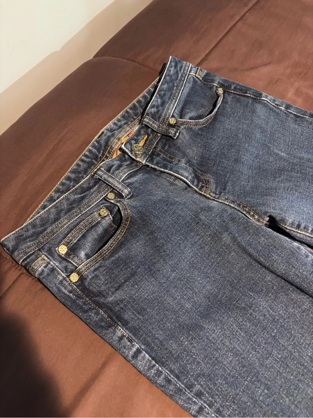 Tory Burch “Classic Tory” Bootcut Jeans with Gold Rivets
